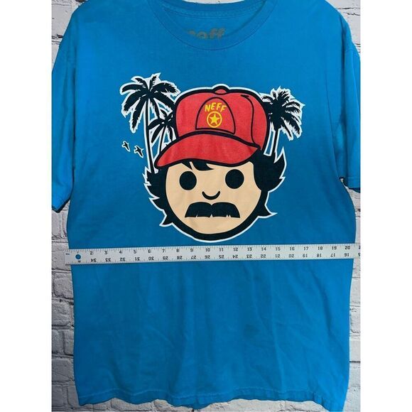 NEFF MEN'S LARGE GRAPHIC BLUE T-SHIRT W/ NEFF HEAD AND PALM TREES LOGO - Picture 5 of 7